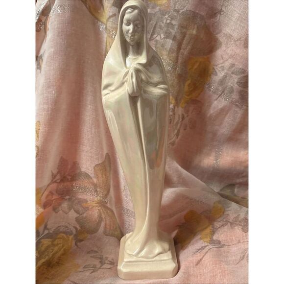 Madonna Mary Bisque Ceramic 11” Figurine Atlantic Mold - Picture 3 of 12
